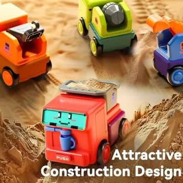 iPlay, iLearn Construction Push Go Car Toys for Toddlers, 2 in 1 Kids Robot Racing Cars, Infant Play Vehicle Set, Mini Pull Back Push Go Friction Car, 3-4-5-6 Years Old Boys Cool Birthday Gift - Robot