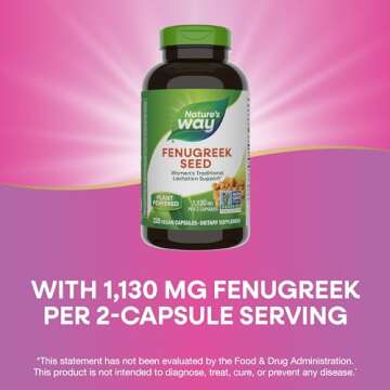 Nature's Way Fenugreek Seed, Traditional Lactation/Breastfeeding Support*, Non-GMO Project Verified, Vegan, 320 Capsules (Packaging May Vary)