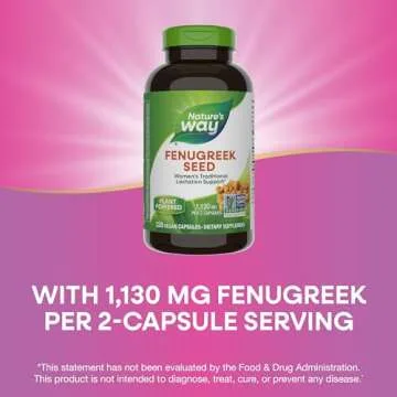 Nature's Way Fenugreek Seed, Traditional Lactation/Breastfeeding Support*, Non-GMO Project Verified, Vegan, 320 Capsules (Packaging May Vary)