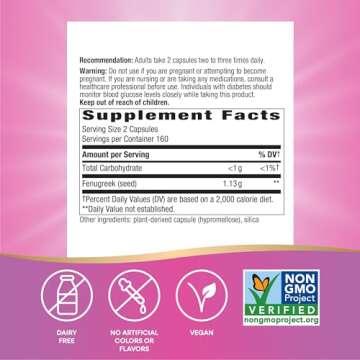 Nature's Way Fenugreek Seed, Traditional Lactation/Breastfeeding Support*, Non-GMO Project Verified, Vegan, 320 Capsules (Packaging May Vary)