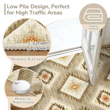 BESTSWEETIE 6x9 Area Rug Machine Washable Non-Slip Low Pile Print Pattern Western and Aztec Rug for ...