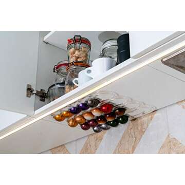 Demi's Home Adhesive Coffee Pod Holder for Nespresso Vertuo Capsules (Measure Before Purchase) - Suitable to be Mounted Inside/Under the Cabinet or on the Wall (Transparent)
