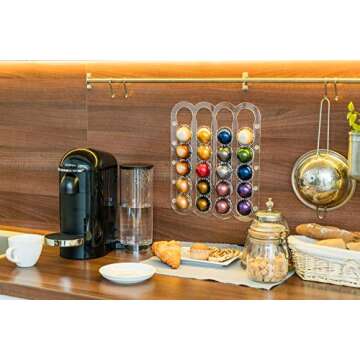 Demi's Home Adhesive Coffee Pod Holder for Nespresso Vertuo Capsules (Measure Before Purchase) - Suitable to be Mounted Inside/Under the Cabinet or on the Wall (Transparent)