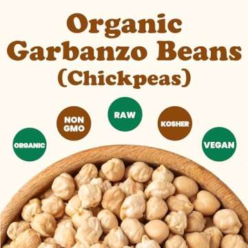 Food to Live Organic Garbanzo Beans, 10 Pounds – Dried Chickpeas, Non-GMO, Kosher, Raw, Sproutable, Bulk