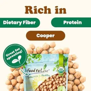 Food to Live Organic Garbanzo Beans, 10 Pounds – Dried Chickpeas, Non-GMO, Kosher, Raw, Sproutable, Bulk