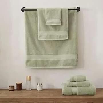 COZYART Luxury Sage Green Bath Towels Set, Cotton Hotel Large Bath Towels for Bathroom, Thick Bathroom Sets of 3 with 1 Bath Towel, 1 Hand Towel, 1 Washcloth, 650 GSM
