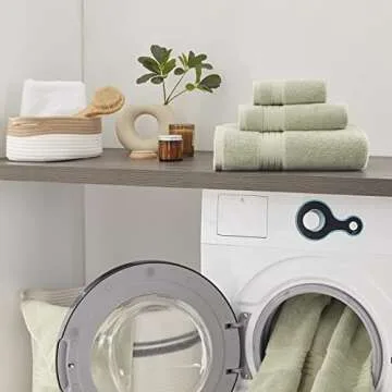 COZYART Luxury Sage Green Bath Towels Set, Cotton Hotel Large Bath Towels for Bathroom, Thick Bathroom Sets of 3 with 1 Bath Towel, 1 Hand Towel, 1 Washcloth, 650 GSM