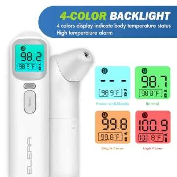 Elera Ear Thermometer for Kids, Baby Thermometer with Forehead and Ear Mode for Adults, Infant, Kids and Toddler, Touchless and 1 Second Reading with Fever Alarm and Mute Function, LCD