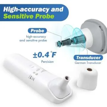 Elera Ear Thermometer for Kids, Baby Thermometer with Forehead and Ear Mode for Adults, Infant, Kids and Toddler, Touchless and 1 Second Reading with Fever Alarm and Mute Function, LCD