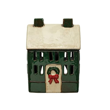 Creative Co-Op Hand-Painted Stoneware House for Holidays