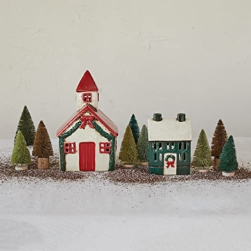 Creative Co-Op Hand-Painted Stoneware House for Holidays