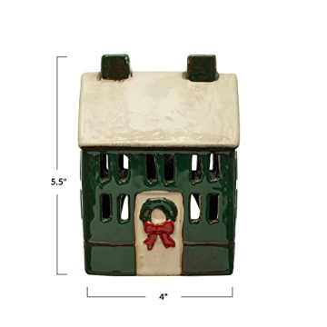 Creative Co-Op Hand-Painted Stoneware House for Holidays