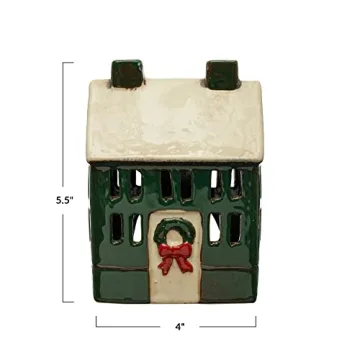 Creative Co-Op Hand-Painted Stoneware House for Holidays