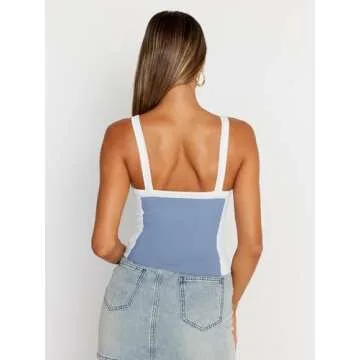 Trendy Queen Women's Camisole Tank Tops Sleeveless Racerback Cropped Cami Slim Fitted Tops Casual Summer Outifts 2024 Y2k Clothes LightBlue M