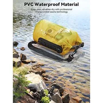 HEETA Dry Bag Waterproof for Women Men, Roll Top Lightweight Dry Storage Bag Backpack with Phone Case for Travel, Swimming, Boating, Kayaking, Camping and Beach (Transparent Yellow, 5L)