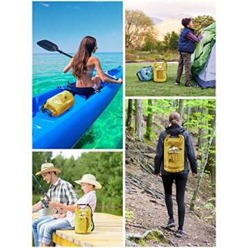 HEETA Dry Bag Waterproof for Women Men, Roll Top Lightweight Dry Storage Bag Backpack with Phone Case for Travel, Swimming, Boating, Kayaking, Camping and Beach (Transparent Yellow, 5L)