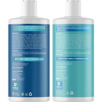 Volumizing Biotin Shampoo and Conditioner Set - Sulfate Free Shampoo and Conditioner for Dry Damaged Hair Care - Thinning Hair Shampoo and Conditioner with Nourishing Biotin and Rosemary Oil (8oz)