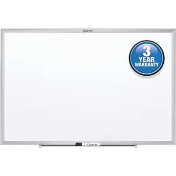 Quartet Whiteboard, Non-Magnetic Dry Erase White Board, 3' x 2', Total Erase, Silver Aluminum Frame (S533)