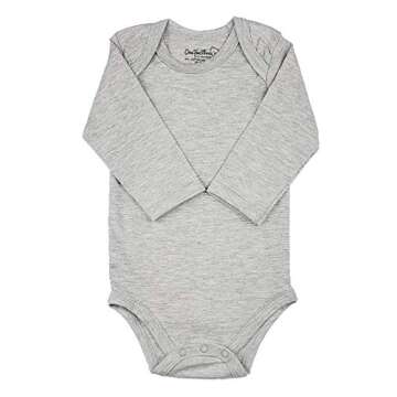 123 Bear Baby Bodysuits Soft Cotton Spandex Long Sleeve and Short Sleeve (Gray 2-Pack Long Sleeve, 0-3 Months)