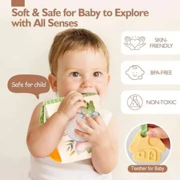 Baby Books 0-6 Months, Tummy Time Sensory Baby Toys 6 to 12 Months Touch Feel Book Textured Crinkle Books Baby Shower Gifts Valentines Gifts for Boys Girl 0 3 6 9 12 Months Easter Basket Stuffers