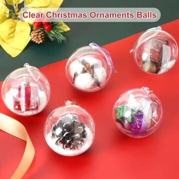 10 Pack 3.15" Clear Christmas Ornaments Balls Fillable for Crafts, 80mm Clear Plastic Ornaments Set ...