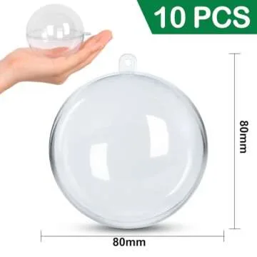 10 Pack Clear Christmas Ornaments Balls for Crafts