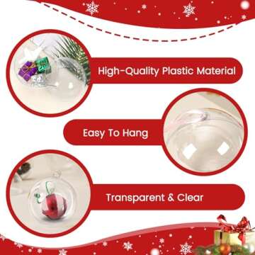 10 Pack Clear Christmas Ornaments Balls for Crafts