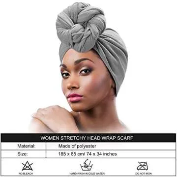 SATINIOR 2 Pieces Stretch Head Wrap Scarf Soft Stretchy Turban Long Hair Scarf Wrap Head Band Tie fo...