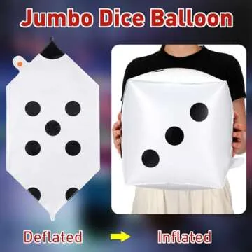 MiniInflat 18 Pcs Jumbo Dice Balloon Casino Theme Party Decor 4d Square Inflatable Dice Foil Red Black White Casino Balloon for Game Night Las Vegas Birthday Graduation Prom Party Supply(Multicolor)