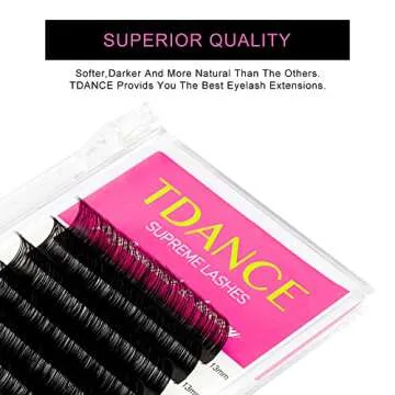 TDANCE Premium D Curl 14mm Semi Permanent Individual Eyelash Extensions 0.05mm Thickness False Mink Silk Volume Lashes Extensions Professional Salon Use(D,0.05,14mm)