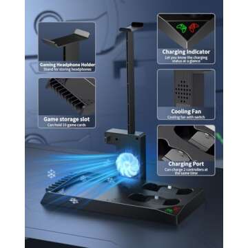 MENEEA Cooling Fan & Charging Stand for Xbox Series X Console & Controller