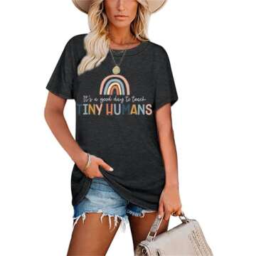 SHINYPLUS Teacher Shirts for Women Teacher Life Shirts Funny Teachers Gift Teach Tshirt(Grey2,Large)