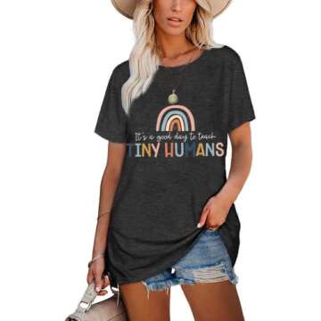 SHINYPLUS Teacher Shirts for Women Teacher Life Shirts Funny Teachers Gift Teach Tshirt(Grey2,Large)