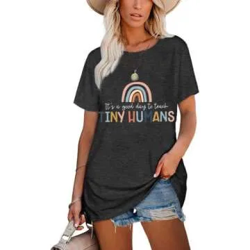 SHINYPLUS Teacher Shirts for Women Teacher Life Shirts Funny Teachers Gift Teach Tshirt(Grey2,Large)