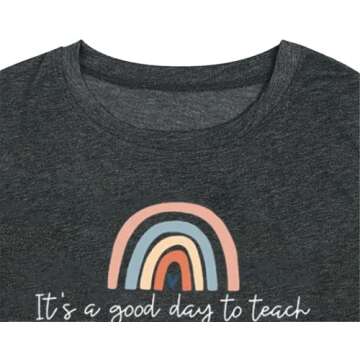 SHINYPLUS Teacher Shirts for Women Teacher Life Shirts Funny Teachers Gift Teach Tshirt(Grey2,Large)