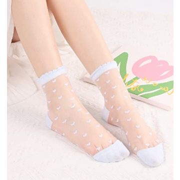 Cute Sheer Lace High Ankle Socks for Women