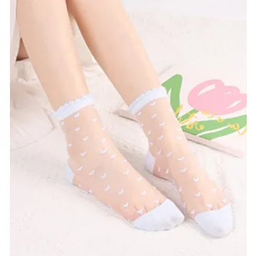Cute Sheer Lace High Ankle Socks for Women