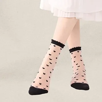 Cute Sheer Lace High Ankle Socks for Women