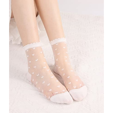 Cute Sheer Lace High Ankle Socks for Women