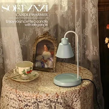 Softanzi® Candle Warmer Lamp for Scented Jar Candles with Timer Macaron Color Coffee Warmer Applied Top Down Stand Wax Melter Dimmable Light Melt and Tarts Electric Heater Burner Fragrance(Blue)