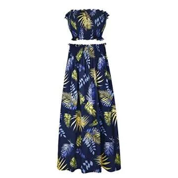 Stylish Floral Print Tube Crop Top Maxi Skirt Outfit