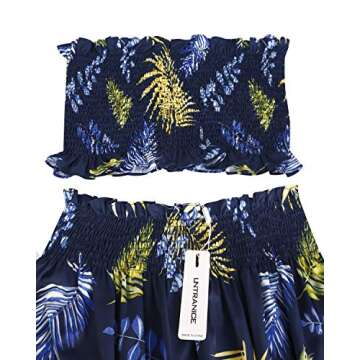 Stylish Floral Print Tube Crop Top Maxi Skirt Outfit