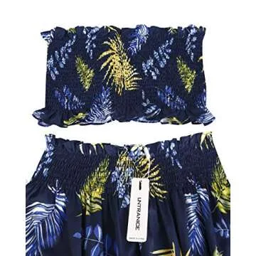 Stylish Floral Print Tube Crop Top Maxi Skirt Outfit