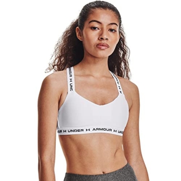 Under Armour Women's Crossback Low Sports Bra - White/Black, Medium