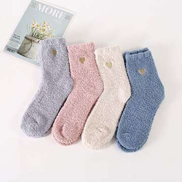 Zando Womens Fuzzy Socks Cozy Slipper Socks Super Soft Plush Socks Cute Fluffy Socks Indoor Sleep So...
