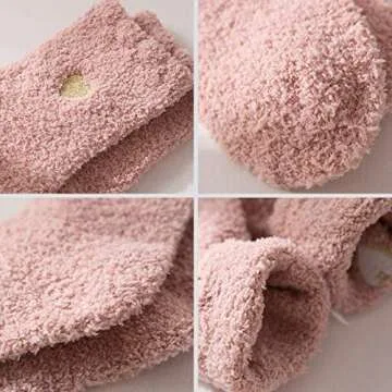 Zando Womens Fuzzy Socks Cozy Slipper Socks Super Soft Plush Socks Cute Fluffy Socks Indoor Sleep Socks Comfy Microfiber Bed Socks Warm Fuzzy Socks for Women 4 Pairs Cute Heart One Size