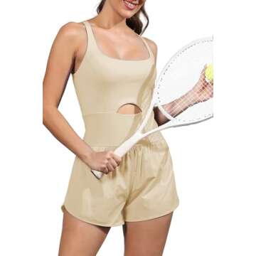 ReachMe Women's Running Onesie Workout Rompers Athletic Romper One Piece Outfits Exercising Jumpsuit...