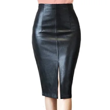 RAMISU Faux Leather High Waist Pencil Skirt for Women