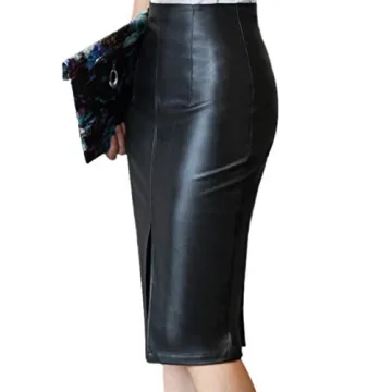 RAMISU Faux Leather High Waist Pencil Skirt for Women