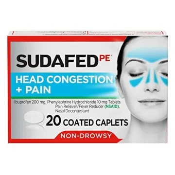 Sudafed PE Non-Drowsy Head Congestion & Pain Relief Caplets with Ibuprofen 200 mg & Phenylephrine HC...